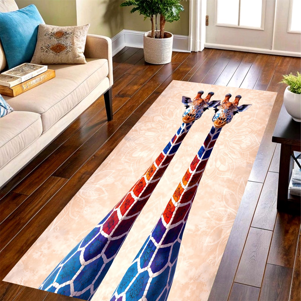 Commercial Printing Machine - Gradient Giraffe Long Runner Rug,cute wild